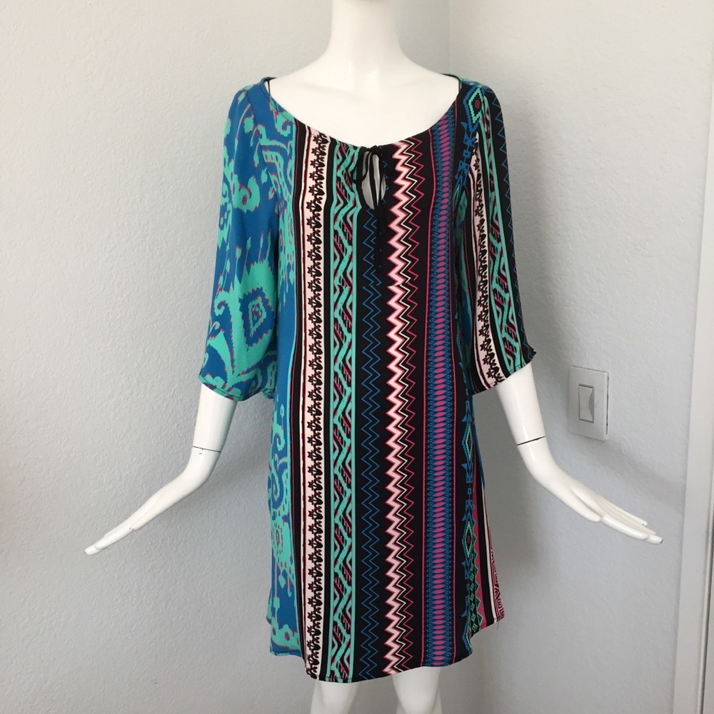 Hale bob multicolor silk shift dress